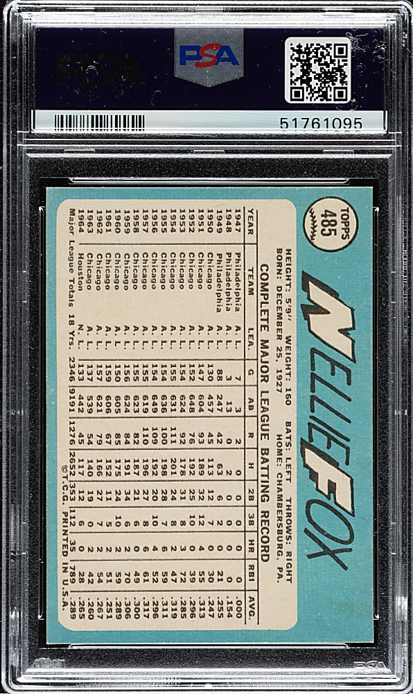 1965 Topps #485 Nellie Fox PSA NM-MT 8