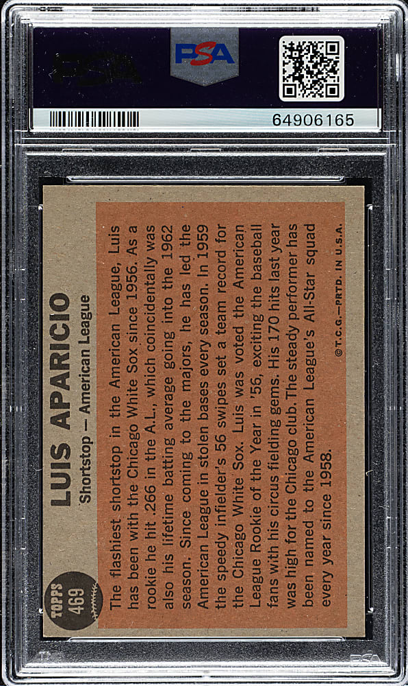 1962 Topps #469 Luis Aparicio All-Star PSA NM-MT 8