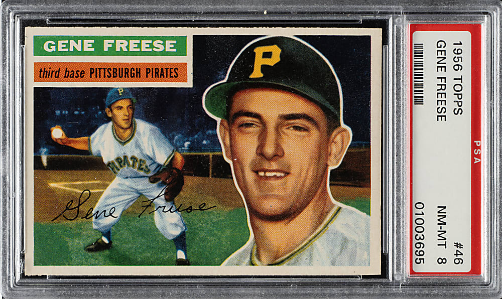 1956 Topps #46 Gene Freese White Back PSA NM-MT 8