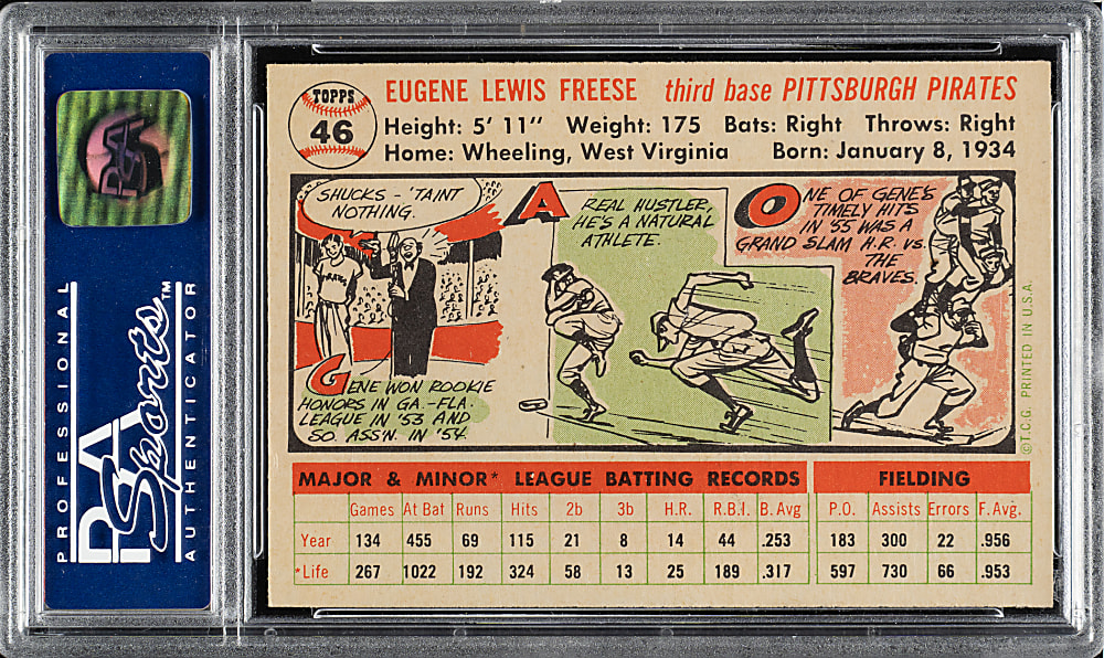 1956 Topps #46 Gene Freese White Back PSA NM-MT 8