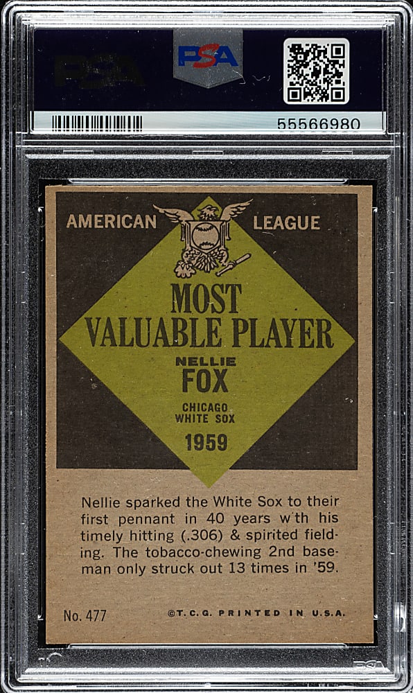 1961 Topps #477 Nellie Fox MVP PSA NM 7