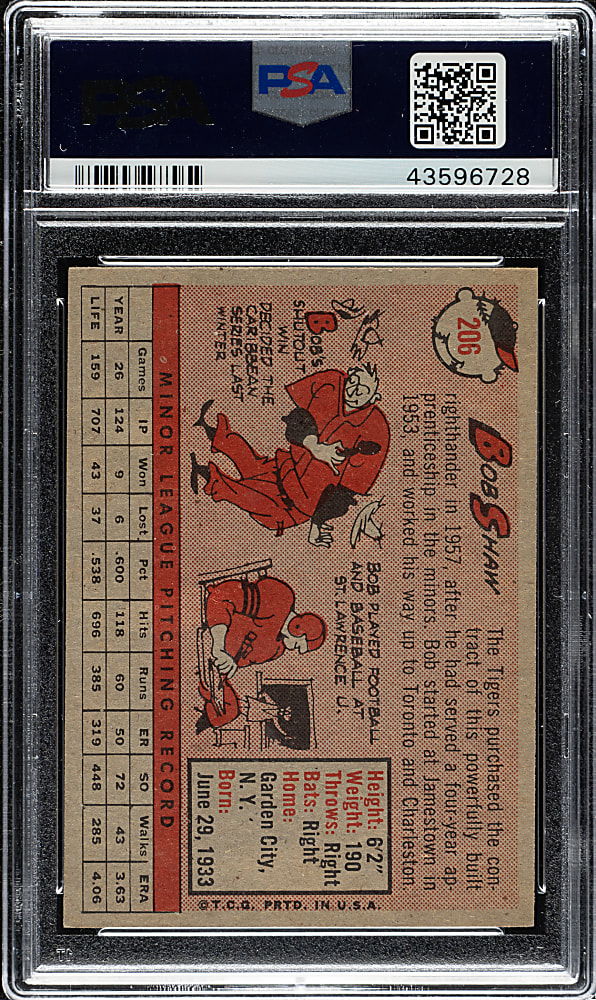 1958 Topps #206 Bob Shaw PSA NM-MT 8