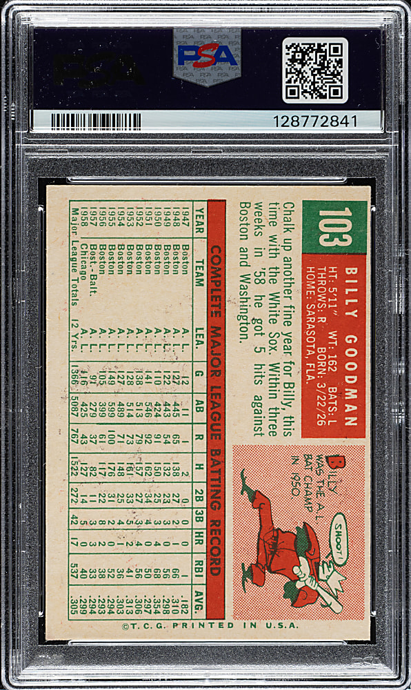 1959 Topps #103 Billy Goodman PSA NM-MT 8