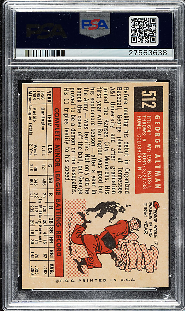 1959 Topps #512 George Altman PSA NM-MT 8