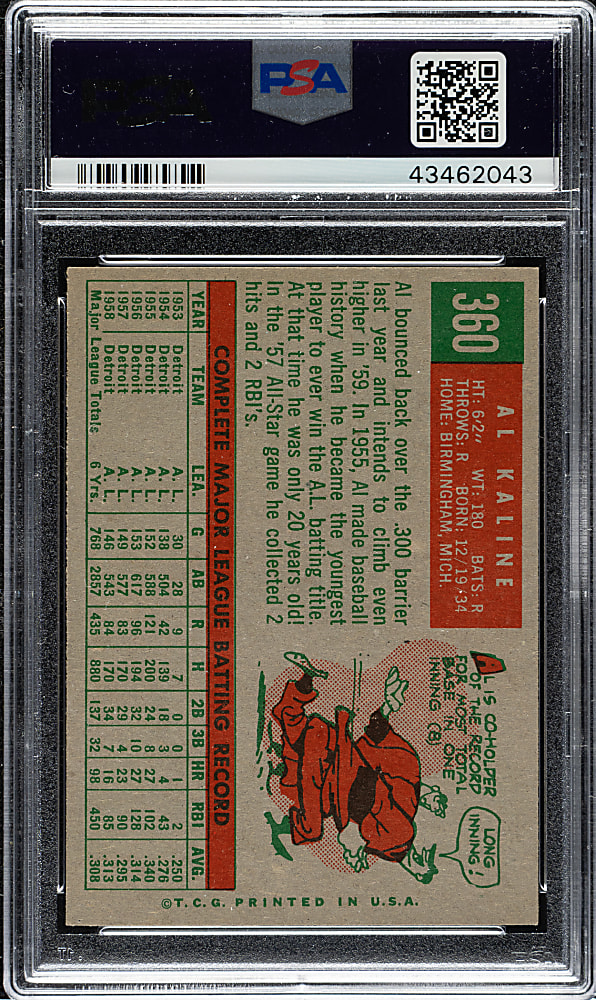 1959 Topps #360 Al Kaline PSA NM-MT 8