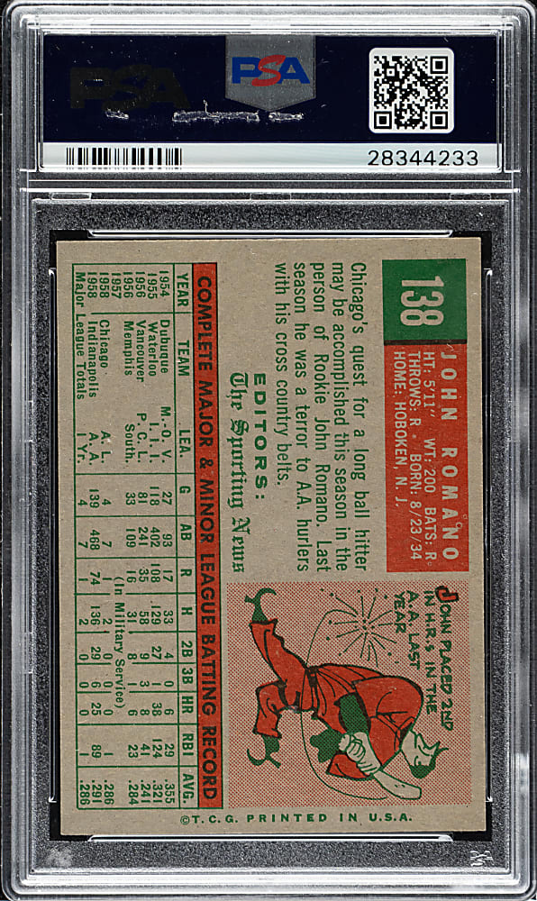 1959 Topps #138 John Romano PSA NM-MT 8
