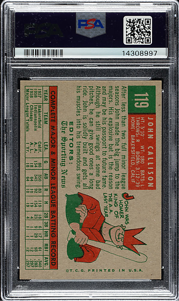 1959 Topps #119 John Callison PSA NM-MT 8