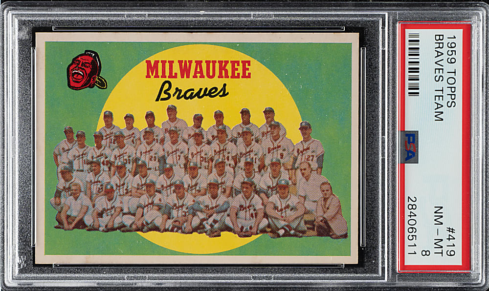 1959 Topps #419 Milwaukee Braves Team PSA NM-MT 8