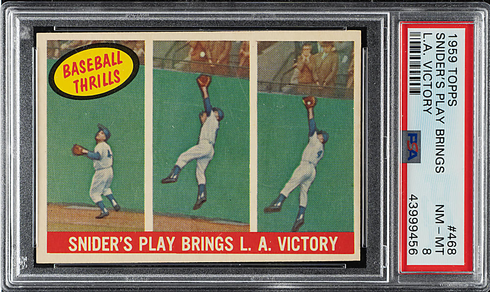 1959 Topps #468 Duke Snider Play Brings L.A. Victory PSA NM-MT 8