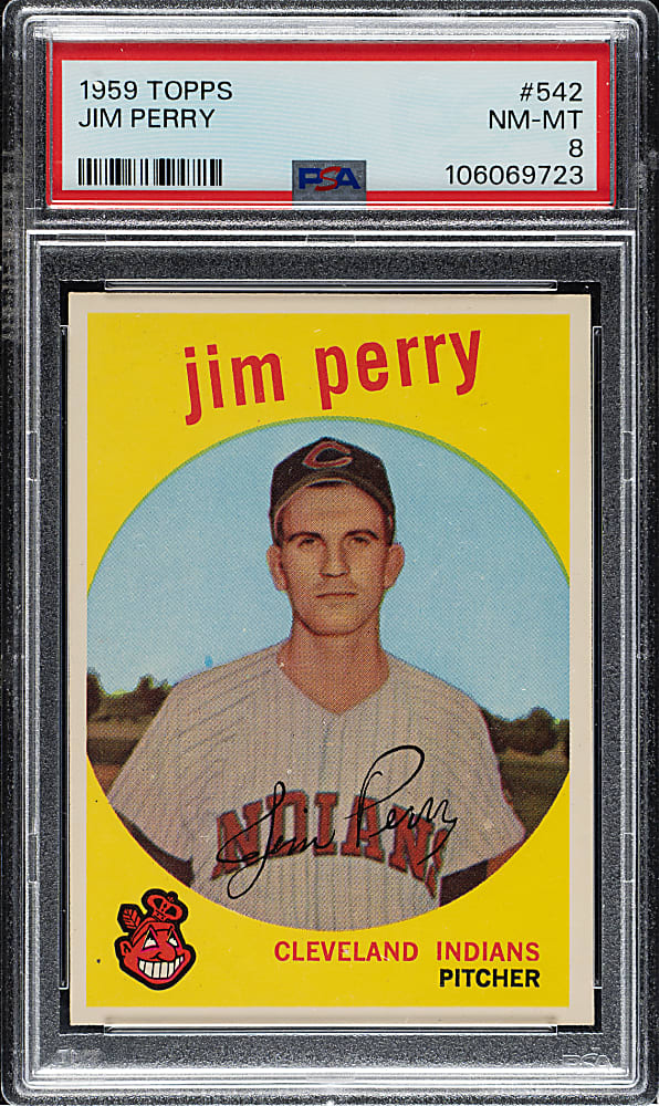 1959 Topps #542 Jim Perry Rookie PSA NM-MT 8