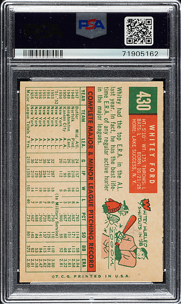 1959 Topps #430 Whitey Ford PSA NM-MT 8