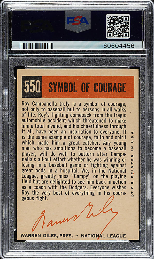 1959 Topps #550 Roy Campanella PSA NM 7