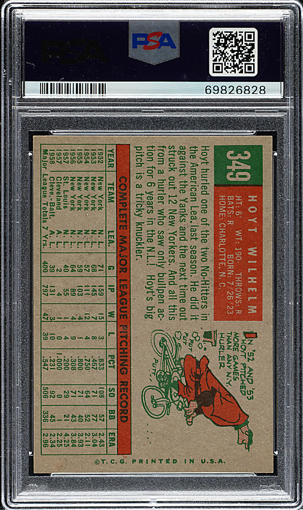 1959 Topps #349 Hoyt Wilhelm PSA NM 7