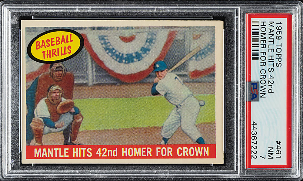 1959 Topps #461 Mantle Hits 42nd Home Run PSA NM 7