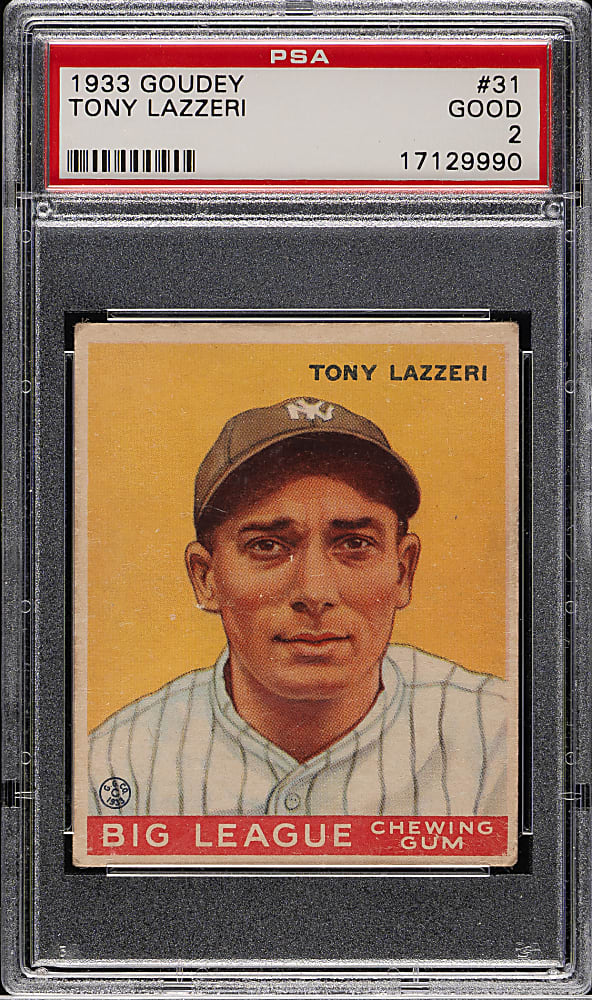 1933 R319 Goudey #31 Tony Lazzeri PSA GOOD 2