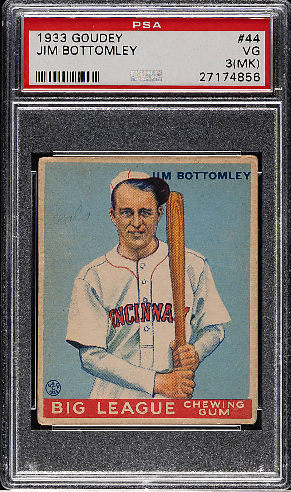 1933 R319 Goudey #44 Jim Bottomley PSA VG 3 (MK)