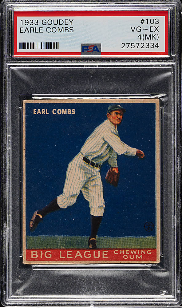 1933 R319 Goudey #103 Earle Combs PSA VG-EX 4 (MK)