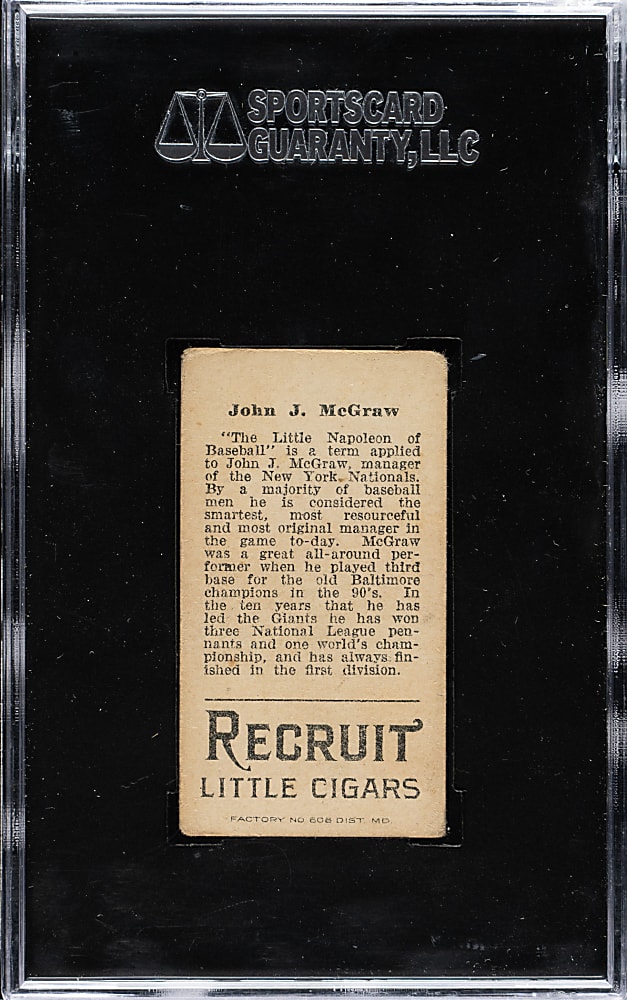 1912 T207 Brown Background John McGraw SGC VG 40