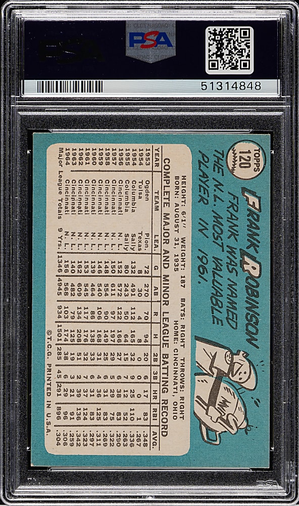 1965 Topps #120 Frank Robinson PSA VG-EX 4