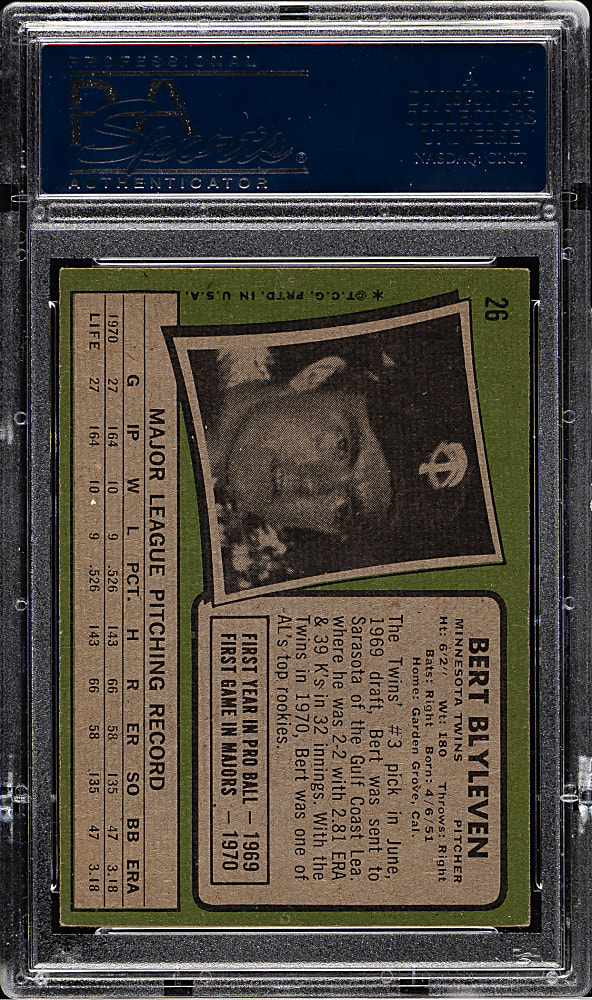 1971 Topps #26 Bert Blyleven Rookie PSA EX 5