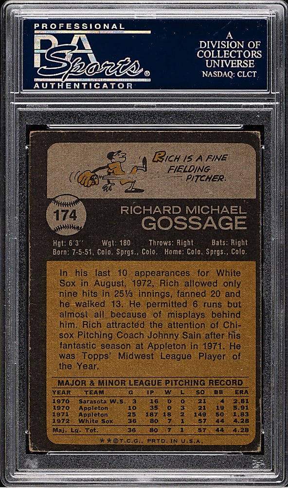Signed 1973 Topps #174 Rich "Goose" Gossage Rookie - PSA/DNA