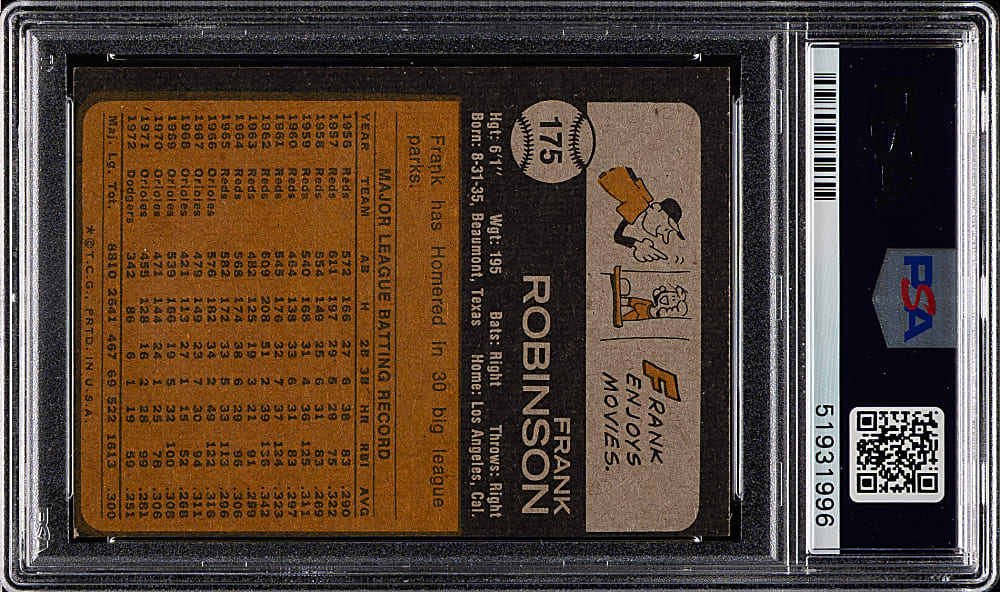 1973 Topps #175 Frank Robinson PSA NM 7