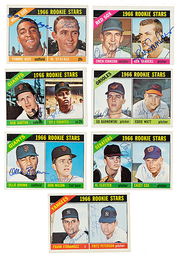Signed 1966 Topps Rookie Stars Collection (7) - Each Signed by Both Players!