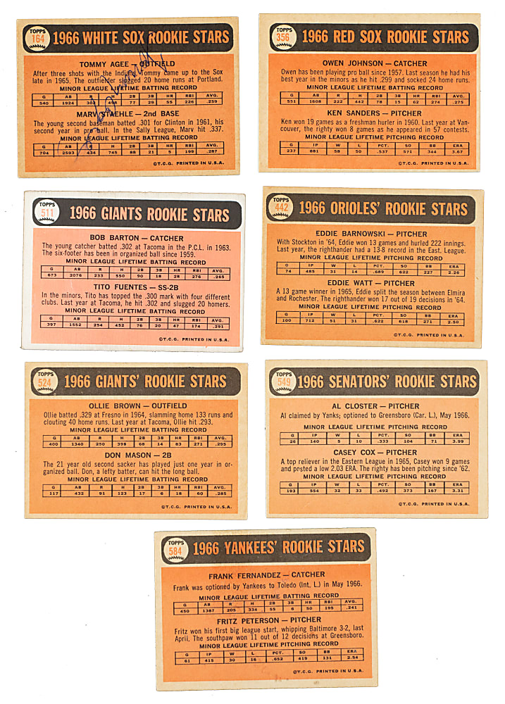 Signed 1966 Topps Rookie Stars Collection (7) - Each Signed by Both Players!