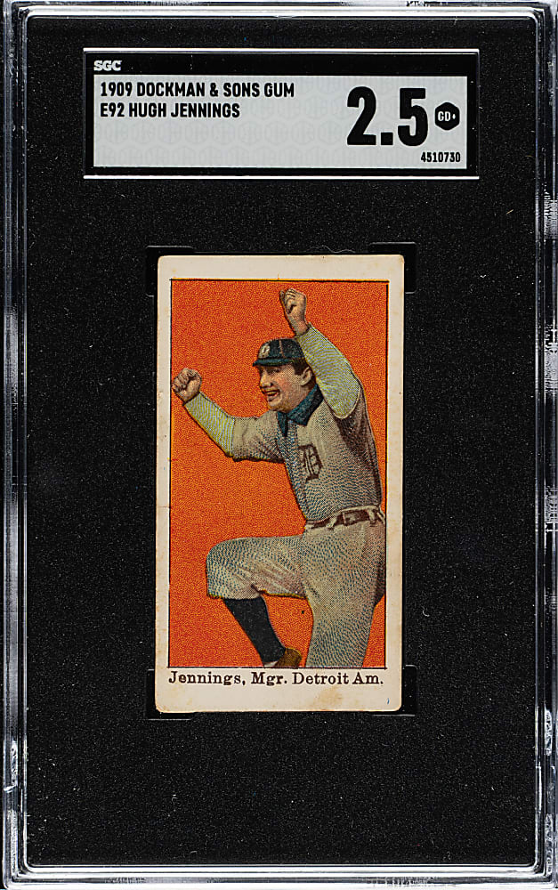 1909 E92 Dockman & Sons Hugh Jennings SGC GOOD+ 2.5