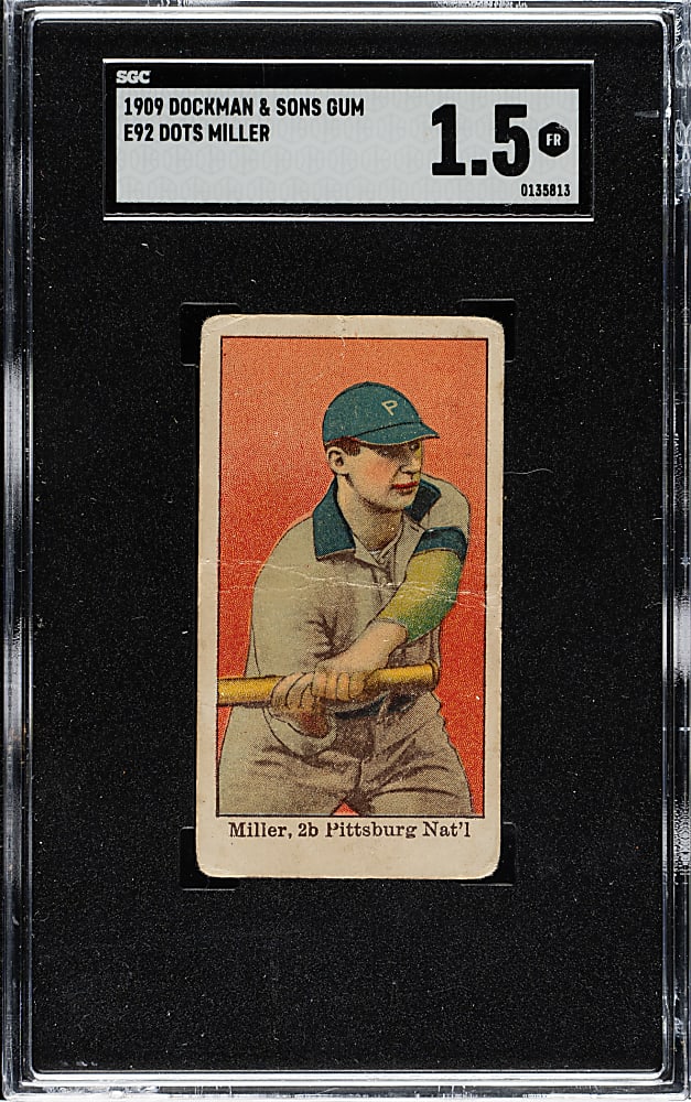 1909 E92 Dockman & Sons Dots Miller Batting SGC FAIR 1.5