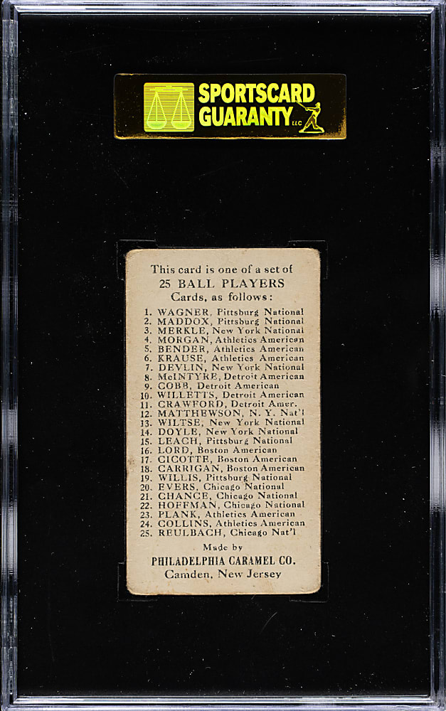 1909 E95 Philadelphia Caramel Sam Crawford SGC FAIR 20