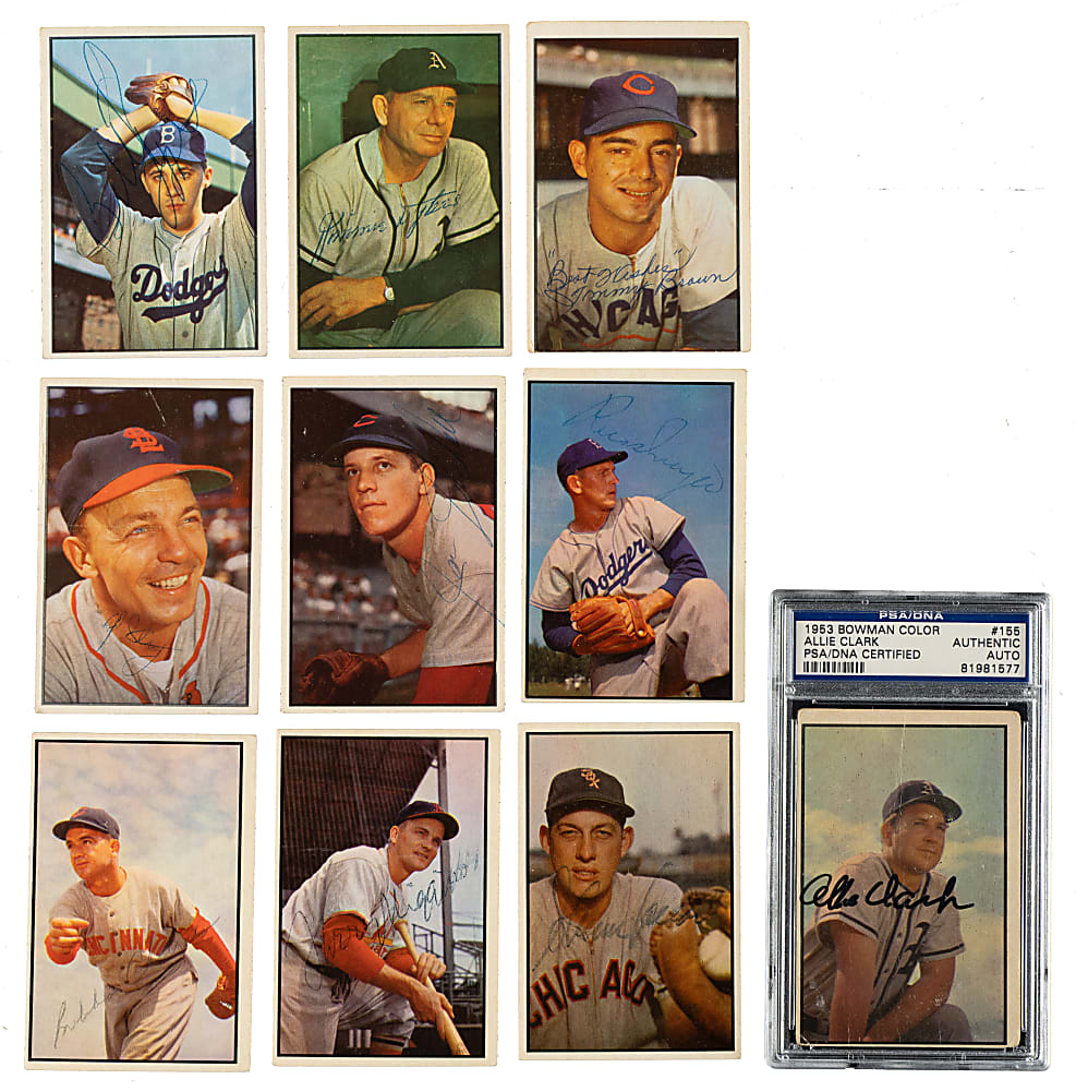 Signed 1953 Bowman Collection (11) Including Billy Loes and Joe Nuxhall