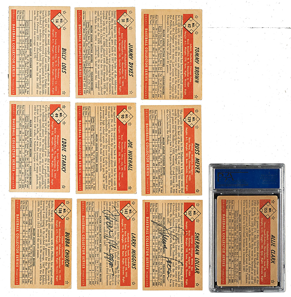 Signed 1953 Bowman Collection (11) Including Billy Loes and Joe Nuxhall