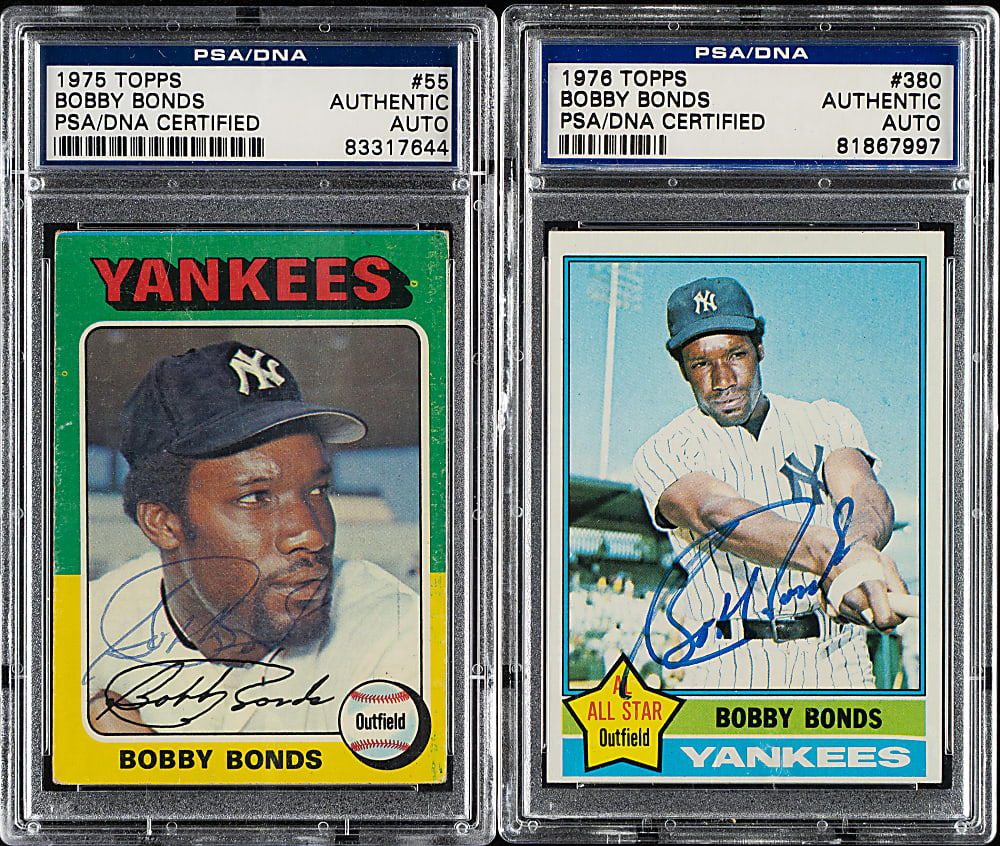 Signed 1975 Topps #55 and 1976 Topps #380 Bobby Bonds Pair - PSA/DNA