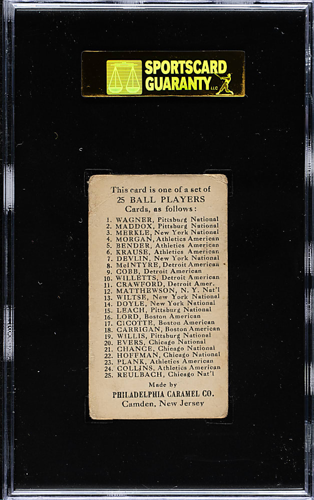 1909 E95 Philadelphia Caramel Ed Cicotte SGC POOR 10