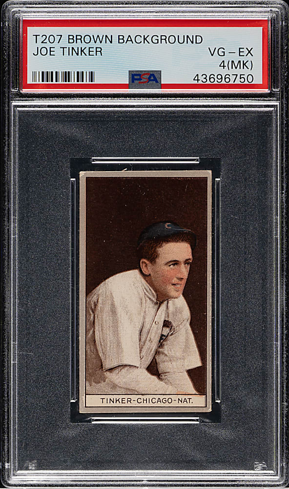 1912 T207 Brown Background Joe Tinker PSA VG-EX 4 (MK)