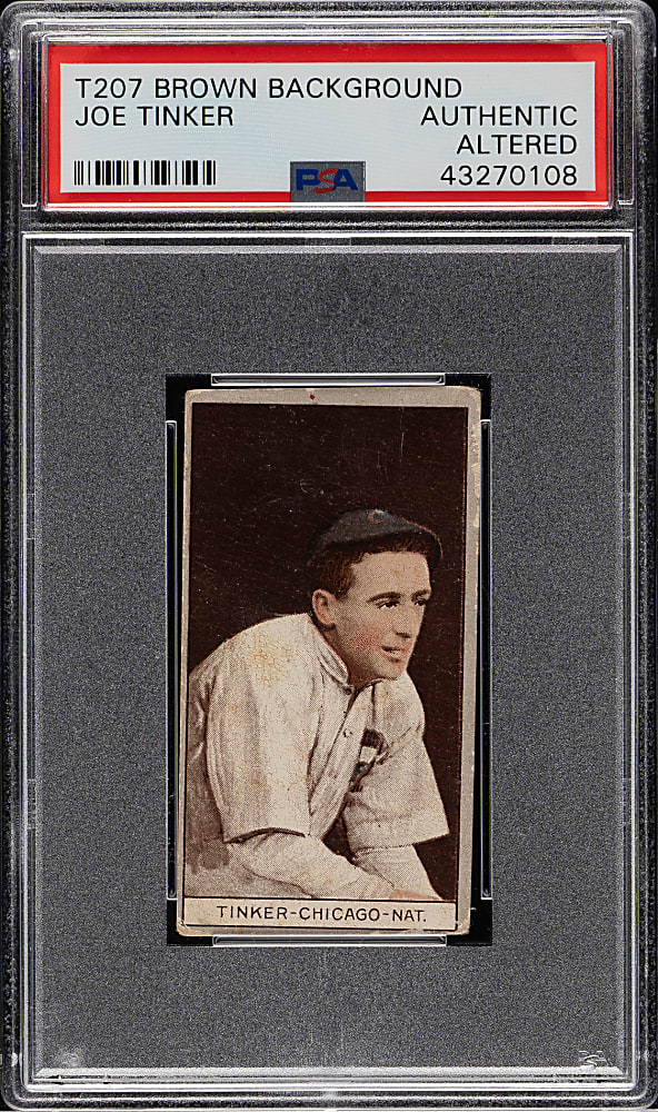 1912 T207 Brown Background Joe Tinker PSA Authentic