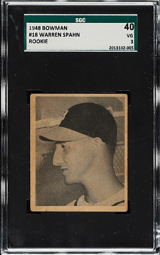 1948 Bowman #18 Warren Spahn Rookie SGC VG 40