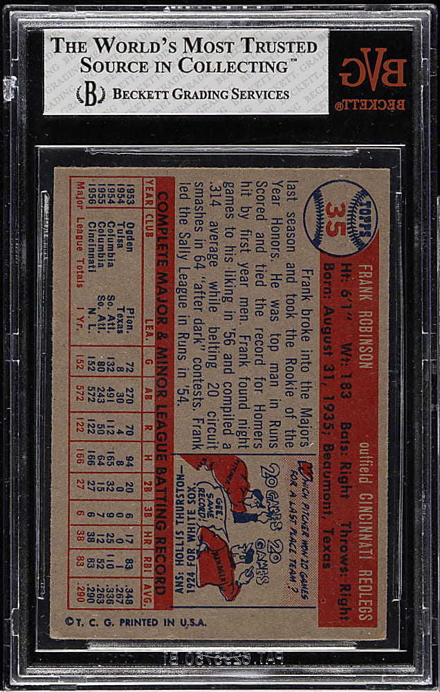 1957 Topps #35 Frank Robinson Rookie BVG EX+ 5.5