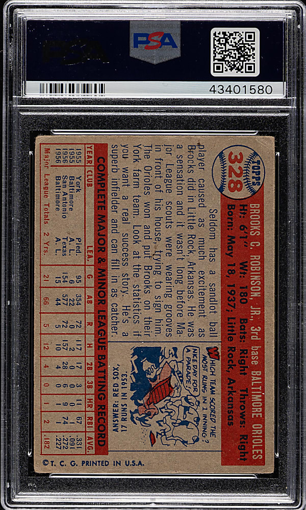 1957 Topps #328 Brooks Robinson Rookie PSA GOOD+ 2.5