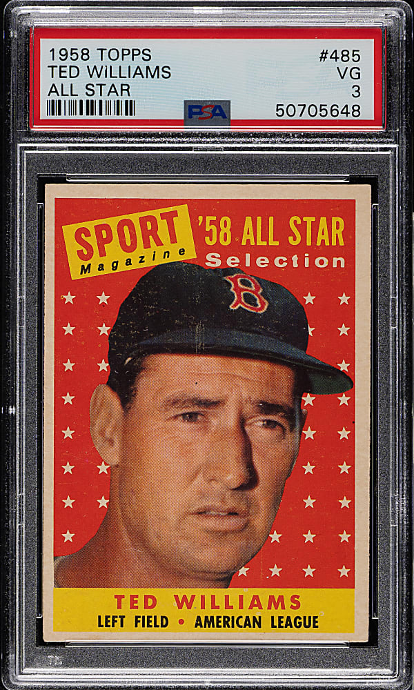 1958 Topps #485 Ted Williams All-Star PSA VG 3