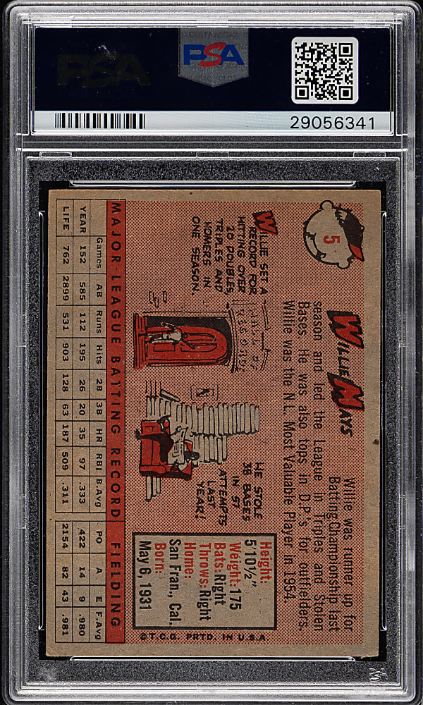 1958 Topps #5 Willie Mays PSA VG 3