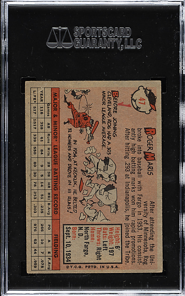 1958 Topps #47 Roger Maris Rookie SGC GOOD 2
