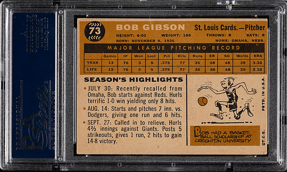 1960 Topps #73 Bob Gibson PSA VG-EX 4