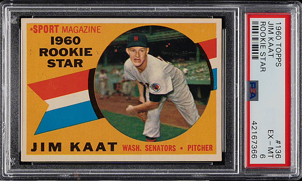 1960 Topps #136 Jim Kaat Rookie PSA EX-MT 6