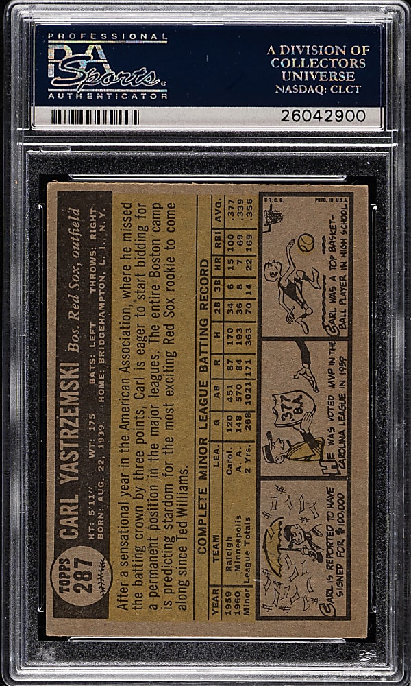 1961 Topps #287 Carl Yastrzemski PSA VG-EX 4
