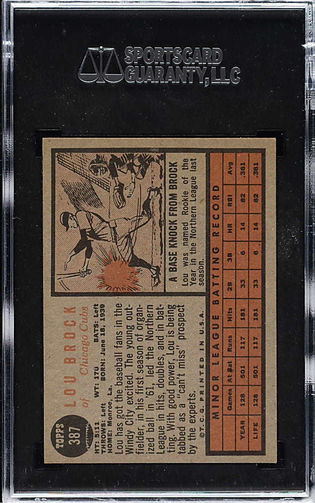 1962 Topps #387 Lou Brock Rookie SGC VG/EX+ 4.5
