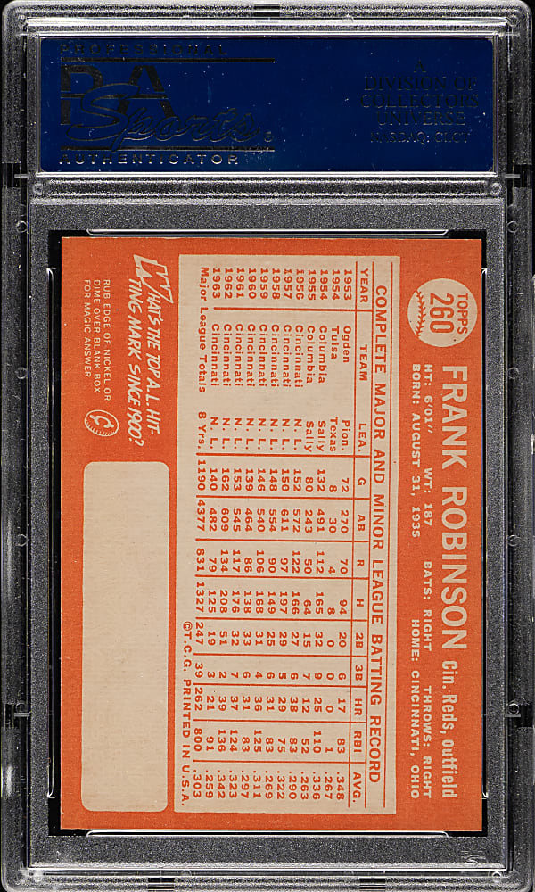 1964 Topps #260 Frank Robinson PSA NM-MT 8 (OC)