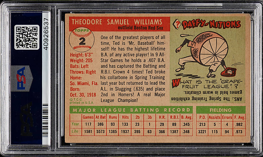1955 Topps #2 Ted Williams PSA VG-EX 4