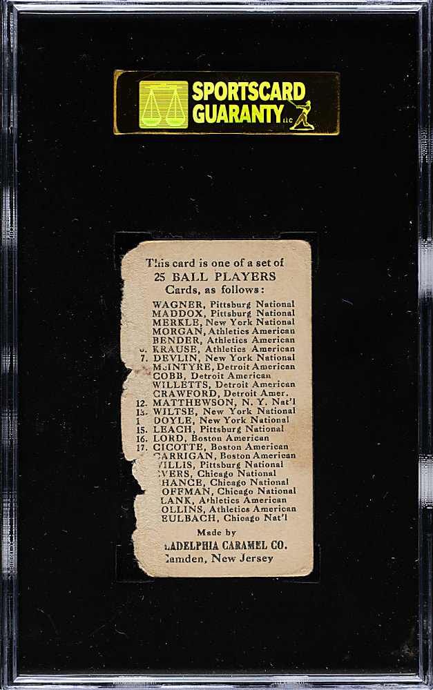 1909 E95 Philadelphia Caramel Johnny Evers SGC Authentic